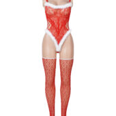 Ensemble body de Noël en dentelle rouge Clara (3) Body de Noël en dentelle rouge Clara