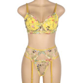Ensemble broderie florale 4 pièces jaune Floralie