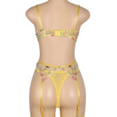 Ensemble broderie florale 4 pièces jaune Floralie