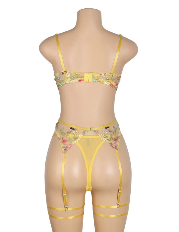 Ensemble broderie florale 4 pièces jaune Floralie