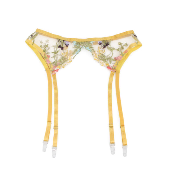 Ensemble broderie florale 4 pièces jaune Floralie