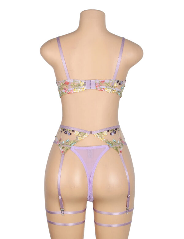 Ensemble broderie florale 4 pièces violet Flore (7) Ensemble broderie florale 4 pièces violet Flore