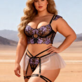Ensemble bustier cage broderie florale et jupon tulle — Wisteria grande taille (2) Ensemble bustier cage broderie florale et jupon tulle — Wisteria
