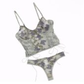 Ensemble bustier culotte Secret Garden gris (4) Ensemble bustier floral Secret Garden