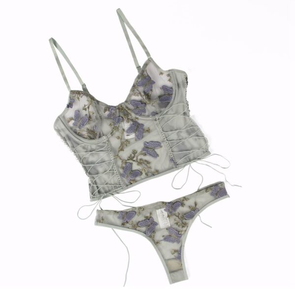 Ensemble bustier culotte Secret Garden gris (4) Ensemble bustier floral Secret Garden