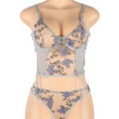 Ensemble bustier culotte Secret Garden gris (5) Ensemble bustier floral Secret Garden