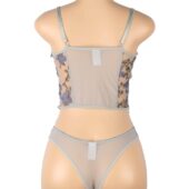 Ensemble bustier culotte Secret Garden gris (6) Ensemble bustier floral Secret Garden