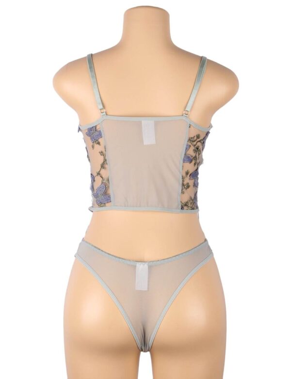Ensemble bustier culotte Secret Garden gris (6) Ensemble bustier floral Secret Garden