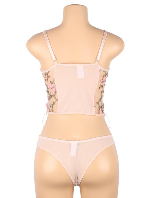 Ensemble bustier culotte Secret Garden rose (2) Ensemble bustier floral Secret Garden