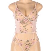 Ensemble bustier culotte Secret Garden rose (3) Ensemble bustier floral Secret Garden