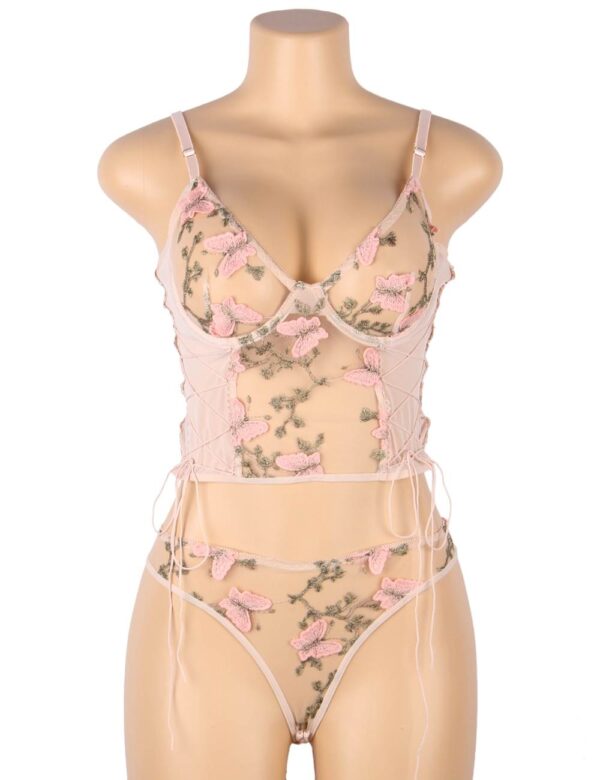 Ensemble bustier culotte Secret Garden rose (3) Ensemble bustier floral Secret Garden