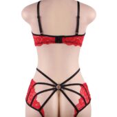 Ensemble dentelle harnais culotte ouverte
