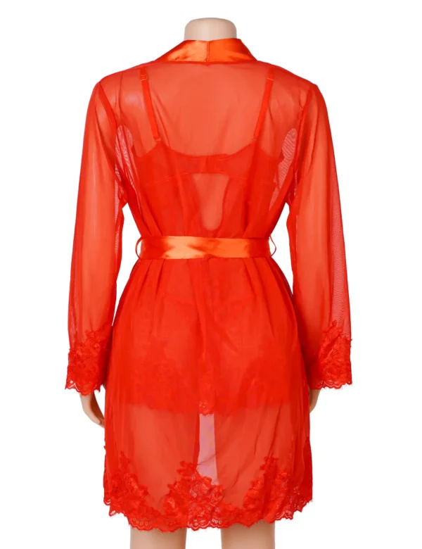 Ensemble déshabillé et nuisette rouge satin et transparence (4) Ensemble déshabillé et nuisette rouge satin et transparence