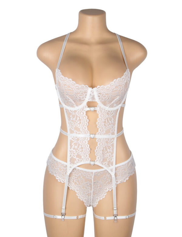 Ensemble guêpière 3 pièces blanc (4) Ensemble guêpière 3 pièces