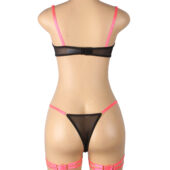 Ensemble harnais cage et jarretières — rose (5) Ensemble harnais cage et jarretières rose