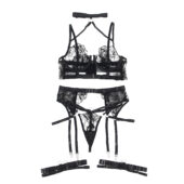 Ensemble harnais dentelle 4 pièces col choker Ravenna
