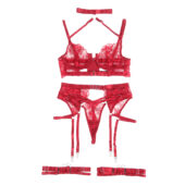 Ensemble harnais dentelle 4 pièces col choker Ravenna