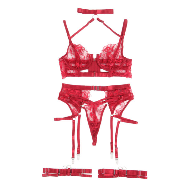 Ensemble harnais dentelle 4 pièces col choker Ravenna