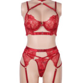 Ensemble harnais dentelle 4 pièces col choker Ravenna