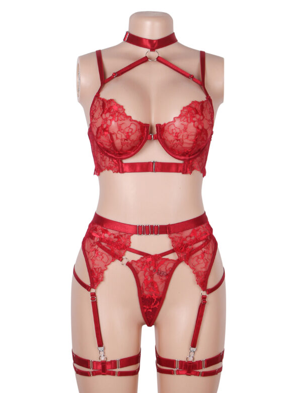 Ensemble harnais dentelle 4 pièces col choker Ravenna
