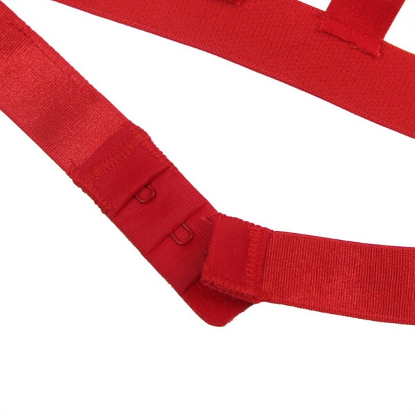 Ensemble harnais nœuds satin et menottes rouge Amora (3) Ensemble harnais nœuds satin et menottes rouge Amora