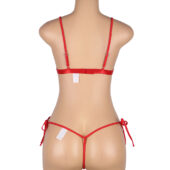 Ensemble harnais nœuds satin et menottes rouge Amora (5) Ensemble harnais nœuds satin et menottes rouge Amora
