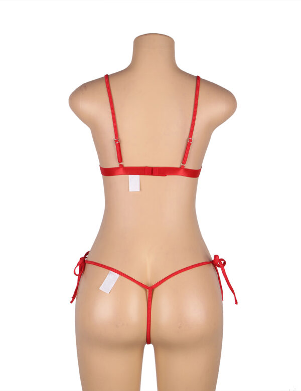 Ensemble harnais nœuds satin et menottes rouge Amora (5) Ensemble harnais nœuds satin et menottes rouge Amora