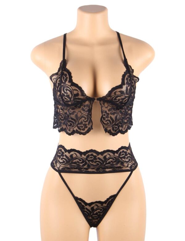 Ensemble lingerie dentelle Florale noire Elara (4) Ensemble lingerie dentelle Florale noire Elara