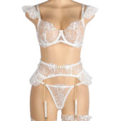 Ensemble lingerie mariage dentelle volants tulle pois blanc (2) Ensemble lingerie mariage dentelle volants tulle pois blanc