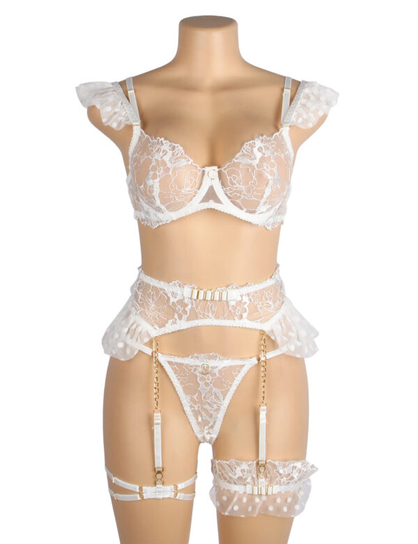 Ensemble lingerie mariage dentelle volants tulle pois blanc (2) Ensemble lingerie mariage dentelle volants tulle pois blanc