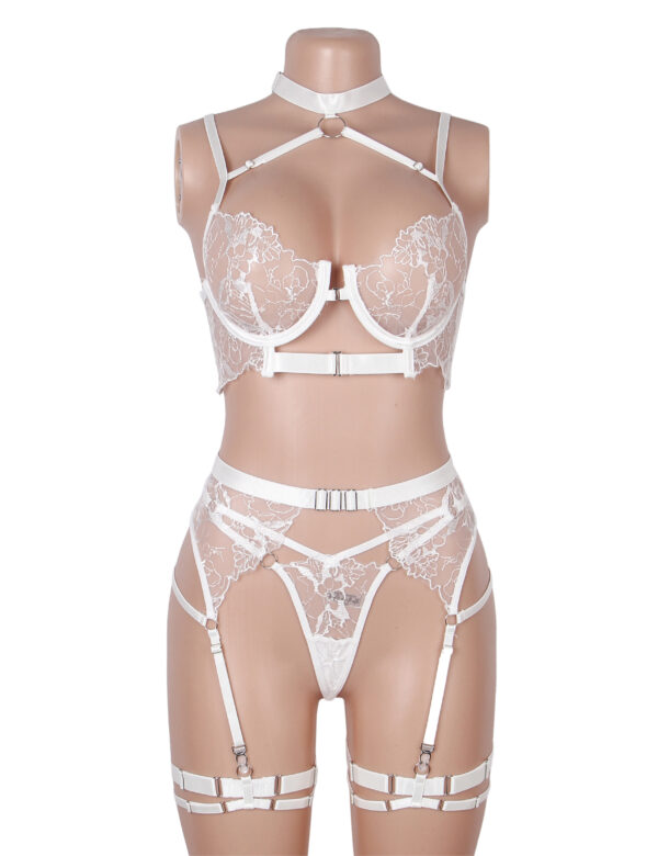 Ensemble lingerie mariage harnais dentelle Blanche (2) Ensemble lingerie mariage harnais dentelle Blanche