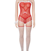 Ensemble résille blanc et rouge de Noël Céleste (2) Ensemble résille blanc et rouge de Noël Céleste