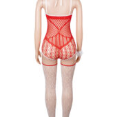 Ensemble résille blanc et rouge de Noël Céleste (3) Ensemble résille blanc et rouge de Noël Céleste