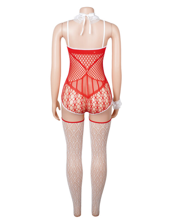 Ensemble résille blanc et rouge de Noël Céleste (3) Ensemble résille blanc et rouge de Noël Céleste