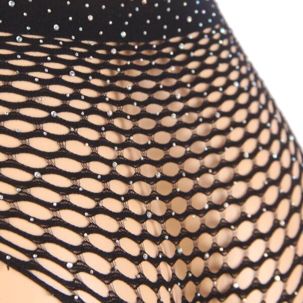 Ensemble résille strass col montant noir (5) Ensemble résille strass col montant