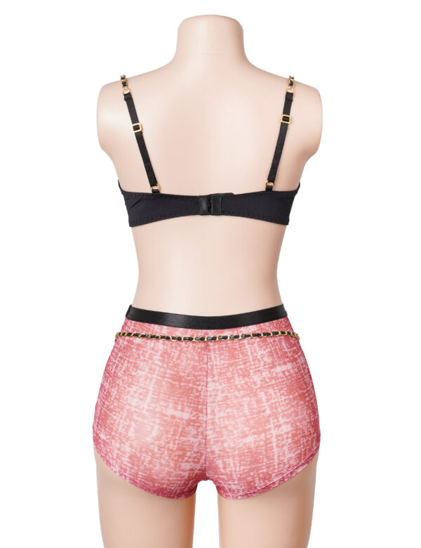 Ensemble shorty avec ceinture chaînée tweed — rose (4) Ensemble shorty avec ceinture chaînée tweed — rose