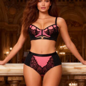 Ensemble soutien-gorge armaturé rose et noir Iris (1) Ensemble soutien-gorge armaturé rose et noir Iris
