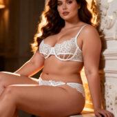 Ensemble soutien-gorge et string dentelle échancré — blanc (1) Ensemble lingerie mariage dentelle échancré — blanc