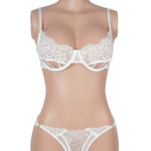 Ensemble soutien-gorge et string dentelle échancré — blanc (4) Ensemble lingerie mariage dentelle échancré — blanc