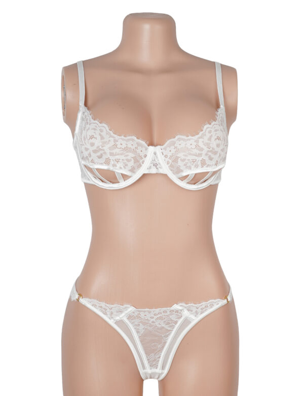 Ensemble soutien-gorge et string dentelle échancré — blanc (4) Ensemble lingerie mariage dentelle échancré — blanc