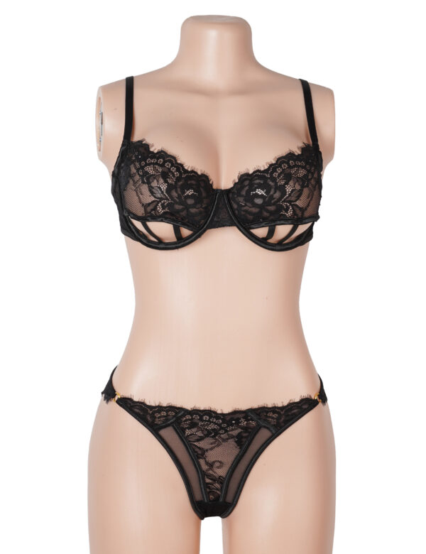 Ensemble soutien-gorge et string dentelle échancré — noir (4) Ensemble soutien-gorge et string dentelle échancré — noir