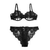 Ensemble soutien-gorge et string dentelle échancré — noir (5) Ensemble soutien-gorge et string dentelle échancré — noir