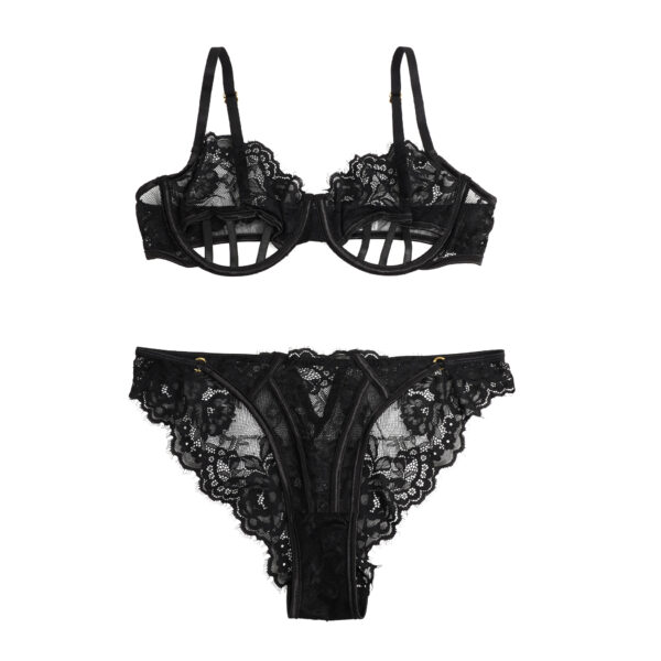 Ensemble soutien-gorge et string dentelle échancré — noir (5) Ensemble soutien-gorge et string dentelle échancré — noir