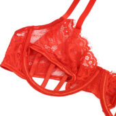 Ensemble soutien-gorge et string dentelle échancré — rouge (2) Ensemble soutien-gorge et string dentelle échancré — rouge