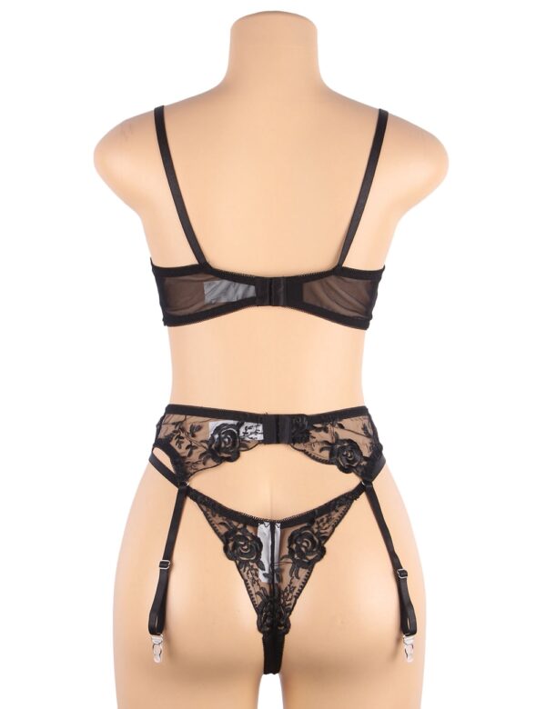 Ensemble soutien-gorge mesh porte-jarretelles dentelle florale (2) Ensemble soutien-gorge mesh porte-jarretelles dentelle florale