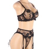 Ensemble soutien-gorge mesh porte-jarretelles dentelle florale (4) Ensemble soutien-gorge mesh porte-jarretelles dentelle florale
