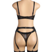 Ensemble soutien-gorge satin porte-jarretelles croisé Selene noir (4) Ensemble soutien-gorge satin porte-jarretelles croisé Selene