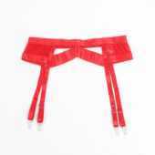 Ensemble soutien-gorge satin porte-jarretelles croisé Selene rouge (4) Ensemble soutien-gorge satin porte-jarretelles croisé Selene