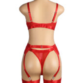 Ensemble soutien-gorge satin porte-jarretelles croisé Selene rouge (5) Ensemble soutien-gorge satin porte-jarretelles croisé Selene
