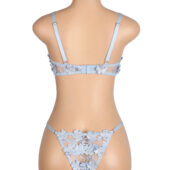 Ensemble triangle tulle fleurs brodées 3D Camélia bleu (7) Ensemble triangle tulle fleurs brodées 3D Camélia